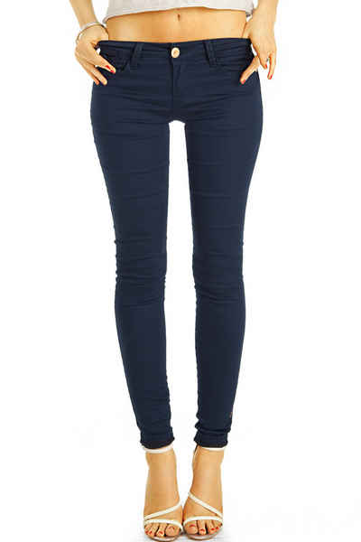 be styled Röhrenhose Low Waist Jeans Hüftjeans Röhrenjeans Skinny Hosen - Damen - j16m-1 mit Stretch-Anteil, unifarben, low waist, hüftig