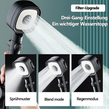 REDOM Handbrause Duschkopf Sparduschkopf Regendusche Hand Brause Brausekopf Duschbrause, (Dusche Wassersparend Hochdruck Druckerhöhende Duschbrause), 3 Strahlarten mit One-Touch-Wasserstopp