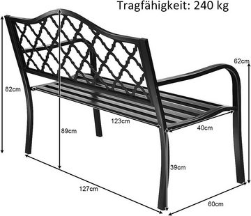 KOMFOTTEU Gartenbank Parkbank, 2-Sitzer Ruhebank, bis 280 kg, 127 x60 x 82 cm