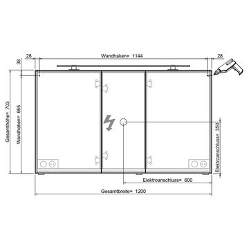 Lomadox Spiegelschrank VILLATORO-66 Riviera Eiche Nb. 120/70,3/14,5 cm