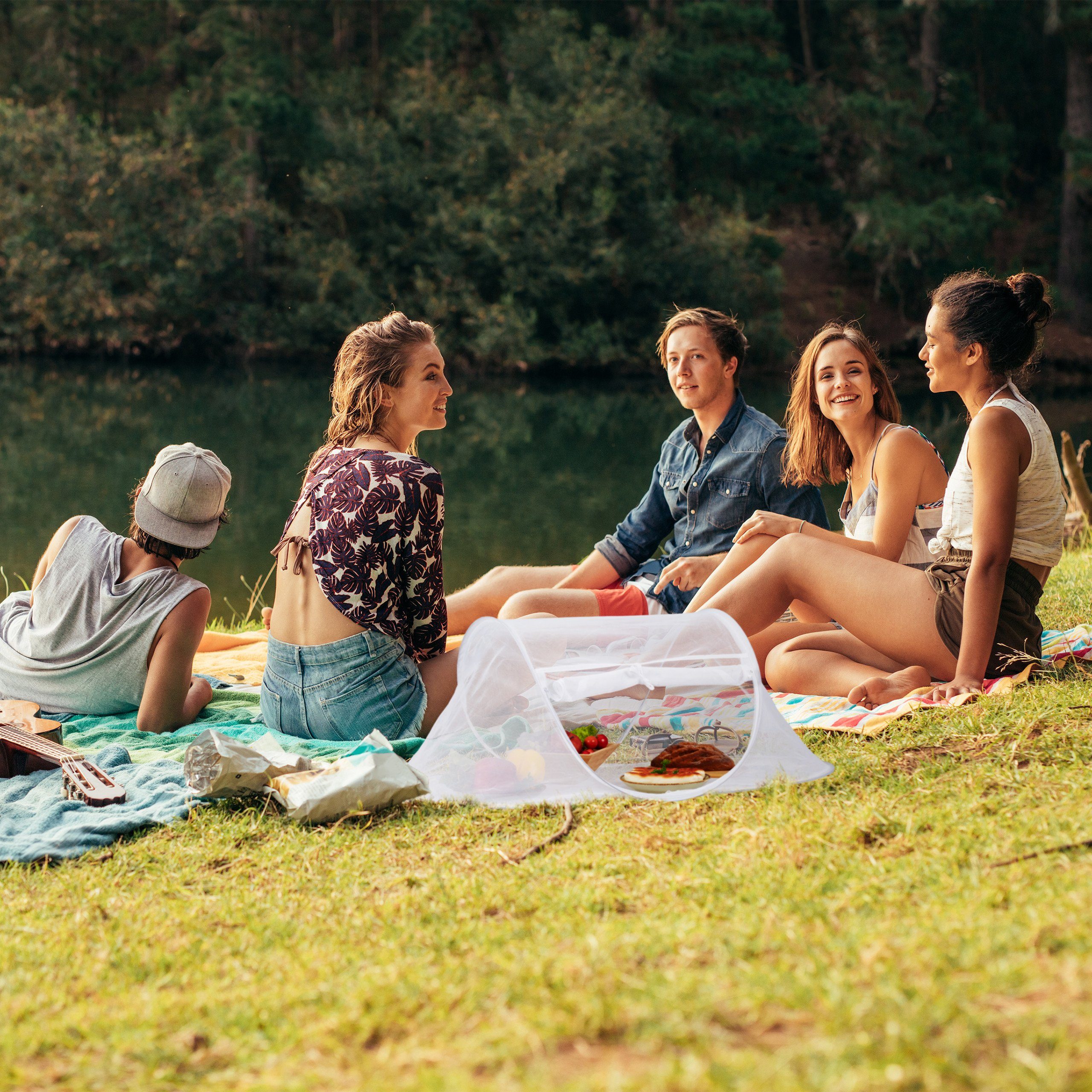 relaxdays Schutzhaube Fliegenhaube für Lebensmittel weiß