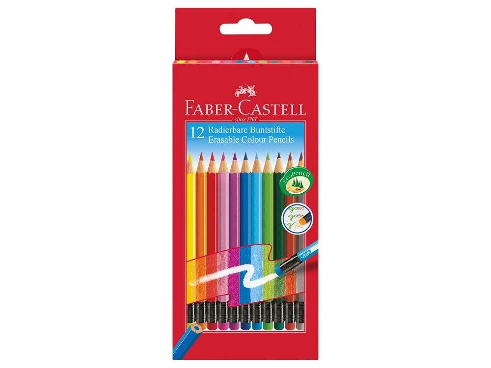 Faber-Castell Buntstift Faber-Castell Buntstifte mit Radierer, farbig Sort, (12-tlg)