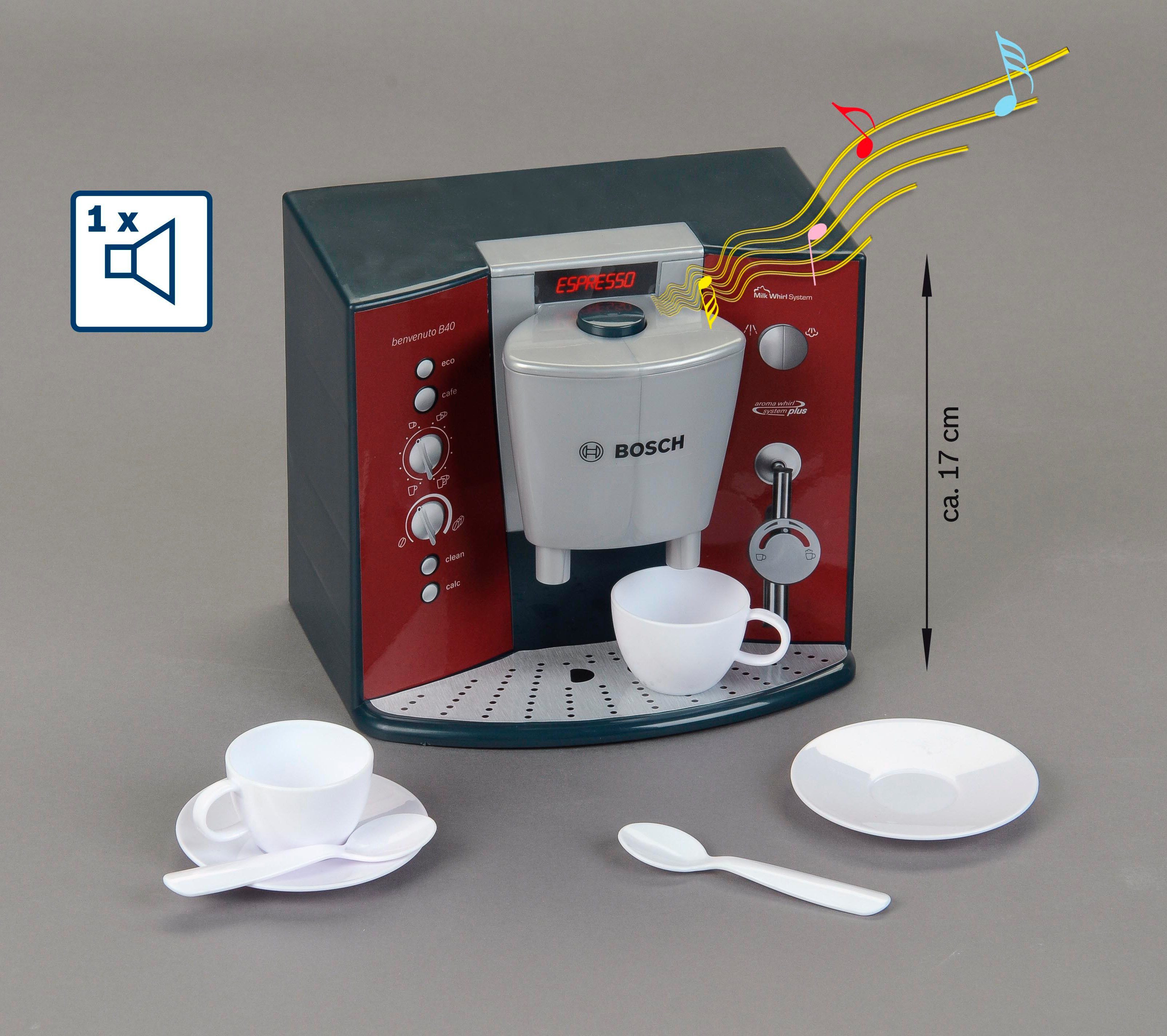 Klein Kinder-Kaffeemaschine Bosch Kaffeemaschine mit Sound & Espressoset, mit Soundfunktion, Made in Germany