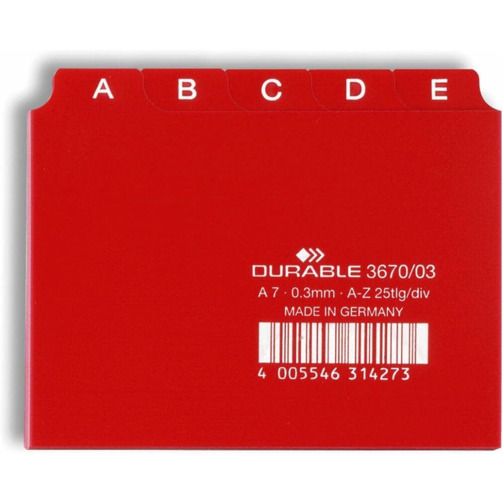 DURABLE Fächermappe Karteikartenregister A-Z rot