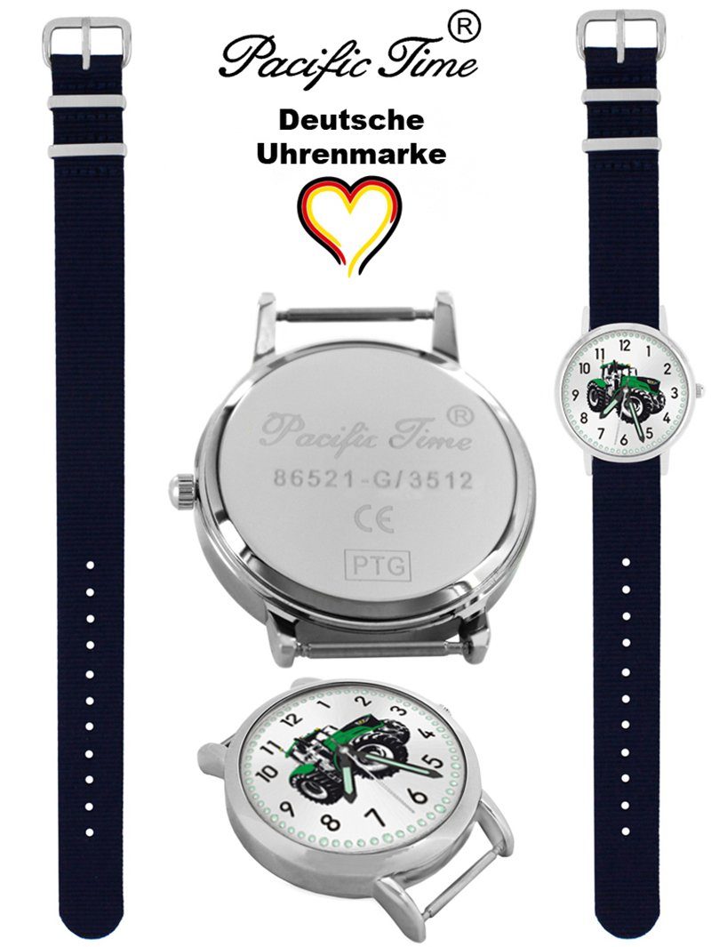 Pacific Time Quarzuhr Kinder Armbanduhr Traktor grün Wechselarmband, Mix und Match Design - Gratis Versand