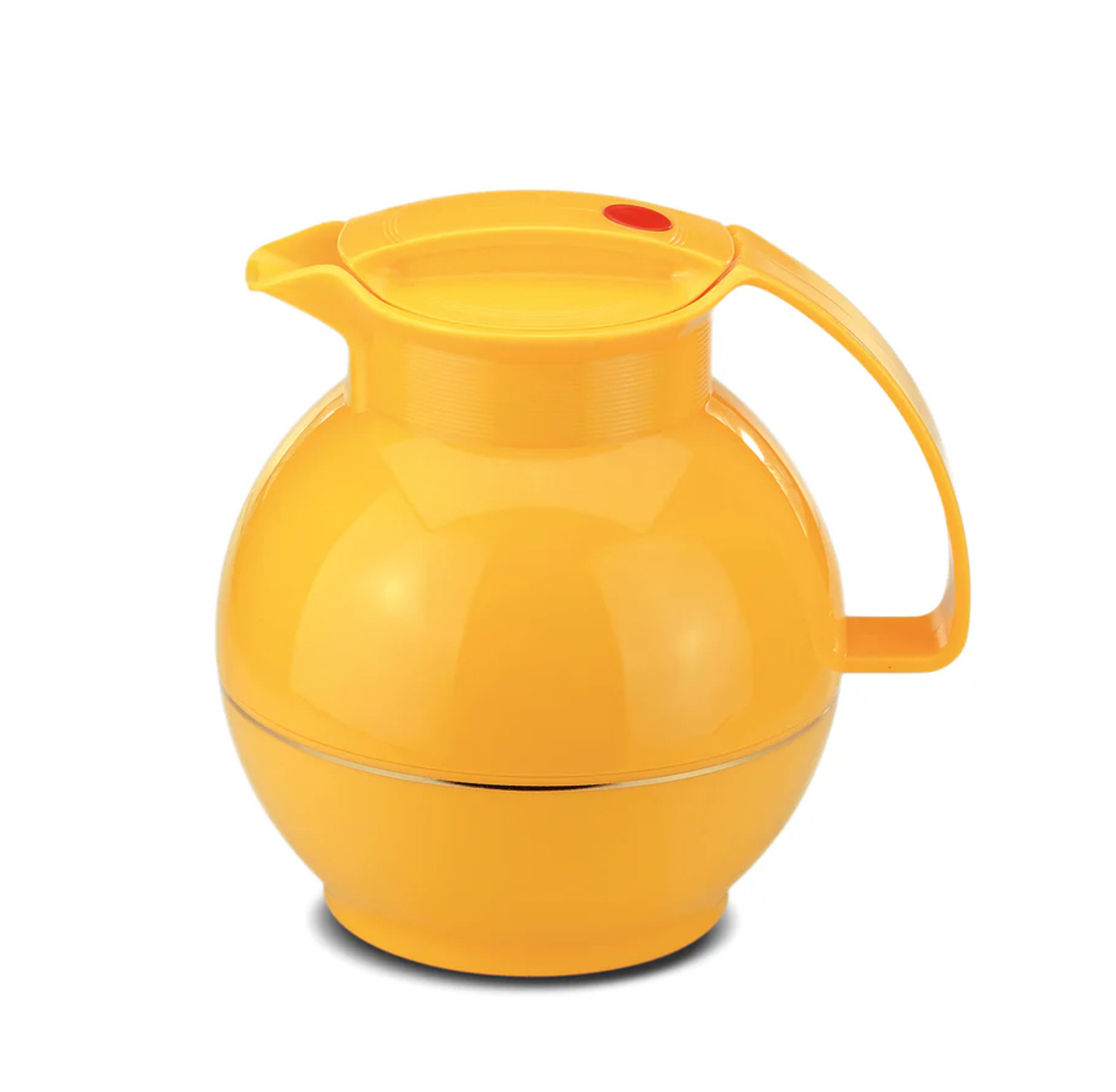 ROTPUNKT Isolierkanne 1,0 Liter I Glaseinsatz I hochwertig I Kugelkanne I große Öffnung, 1 l, (360) Kaffeekanne I Teekanne), Glaskolben aus doppelwandigem Rosalin-Glas