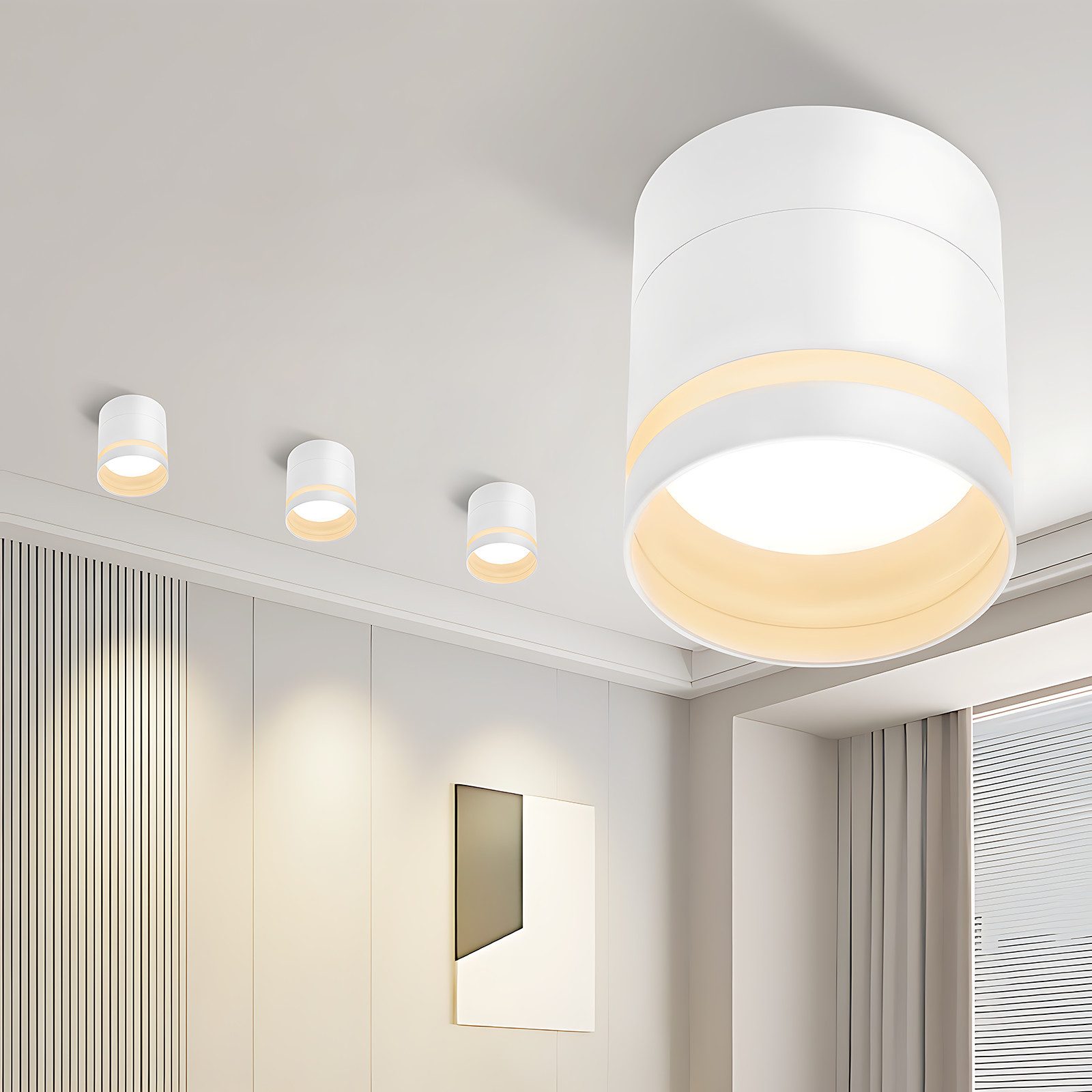 Nettlife LED Aufbaustrahler Schwarz/Weiß Rund Deckenstrahler 5W Spot Aufbauleuchte Klein Acryl, LED fest integriert, Warmweiß, GX53 Warmweiß Flach Aufputz Strahler Deckenspot 3000K