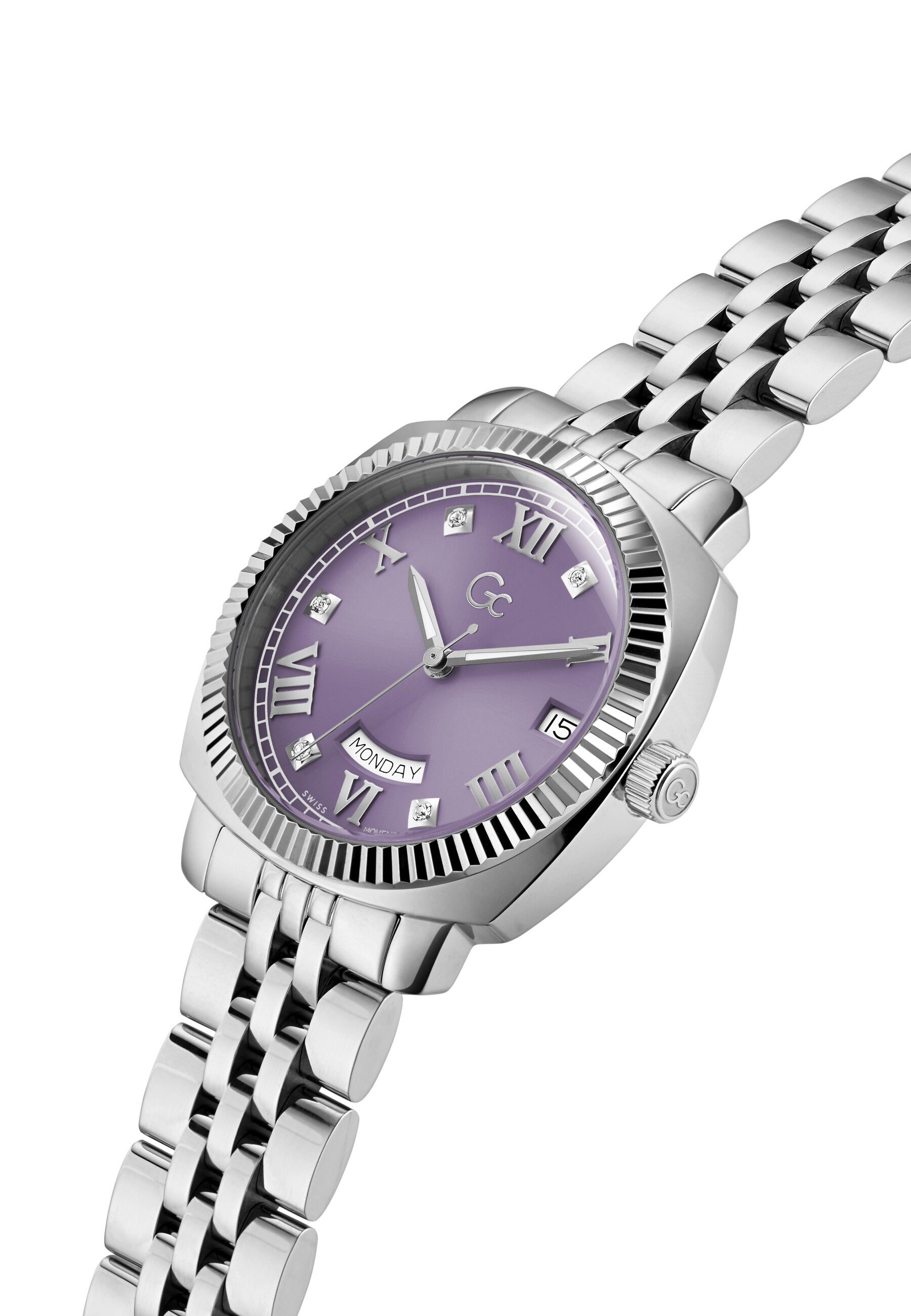 Guess Collection Quarzuhr Gc Flair Coussin Lady Mid Size Metal, (1-tlg., Not a set – not applicable to this product), Quartz Analog