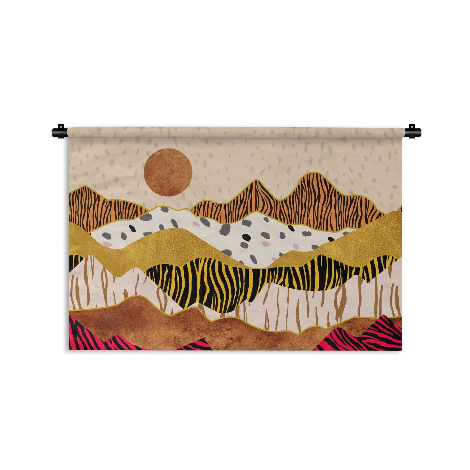 MuchoWow Wanddekoobjekt Tiger Druck - Pastell - Gold - Druck - Tiger - Abstrakt, Wanddeko für Wohnzimmer, Schlafzimmer, Kleid, Wandbehang, Kinderzimmer | Wandobjekte