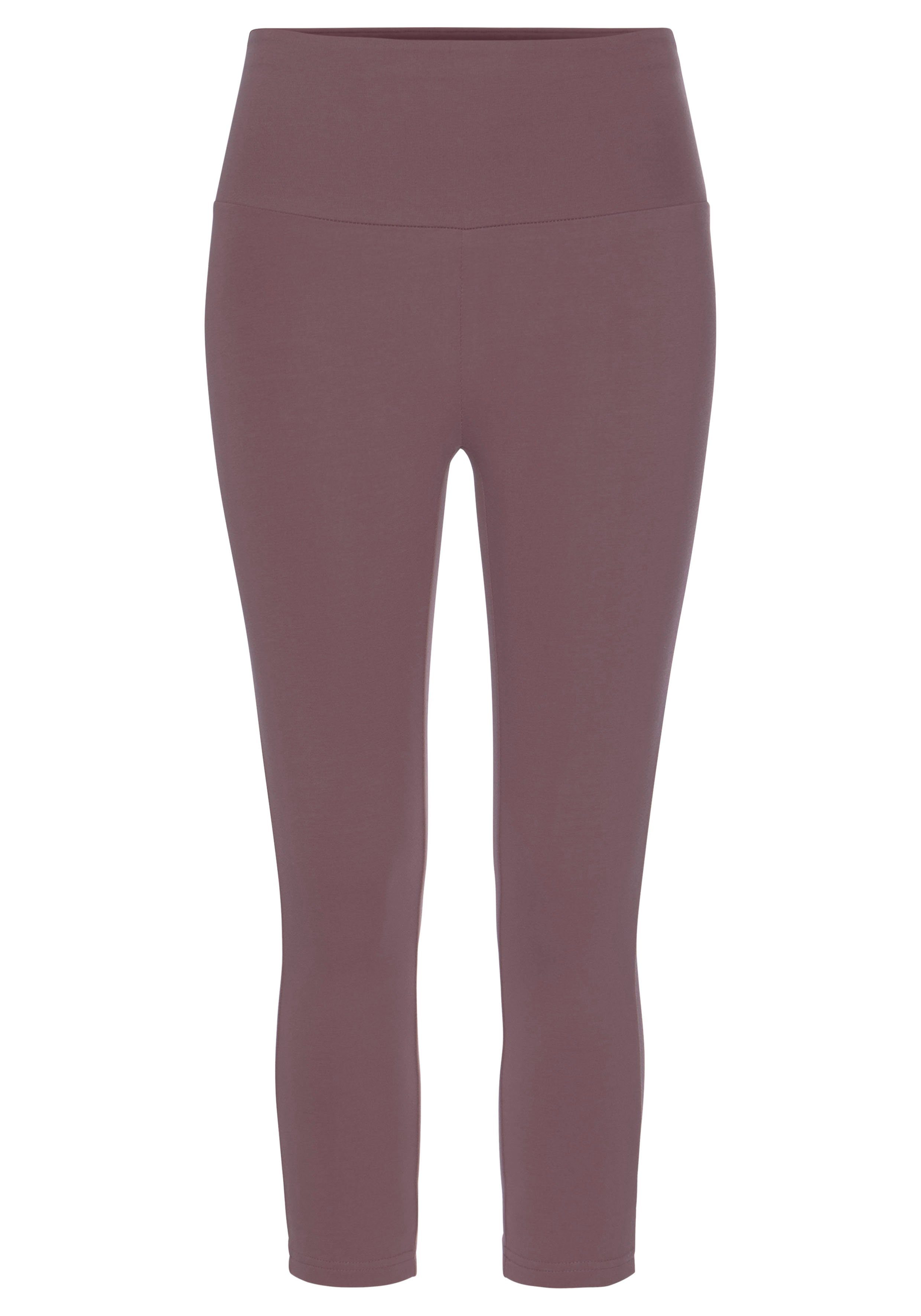 breitem LASCANA Bündchen, Loungewear mit Caprileggings mauve weichem