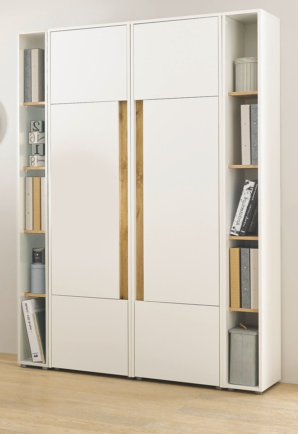 Furn.Design Aktenschrank Center (Büroschrank in weiß mit Wotan Eiche,  4-teilig, 140 x 200 cm) 20 Fächer