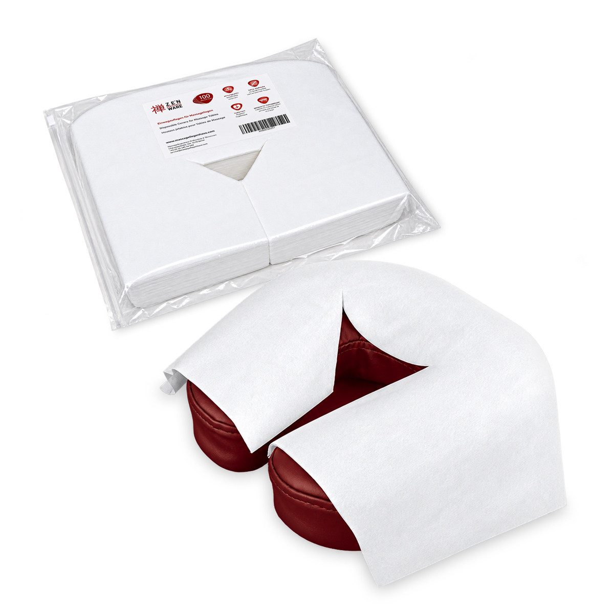 ZEN MASSAGE WARE Massageliege Einwegauflagen für die Massageliege 100Stk. (100-St), Gesichtsauflagen aus angenehm weichem Vlies-Stoff