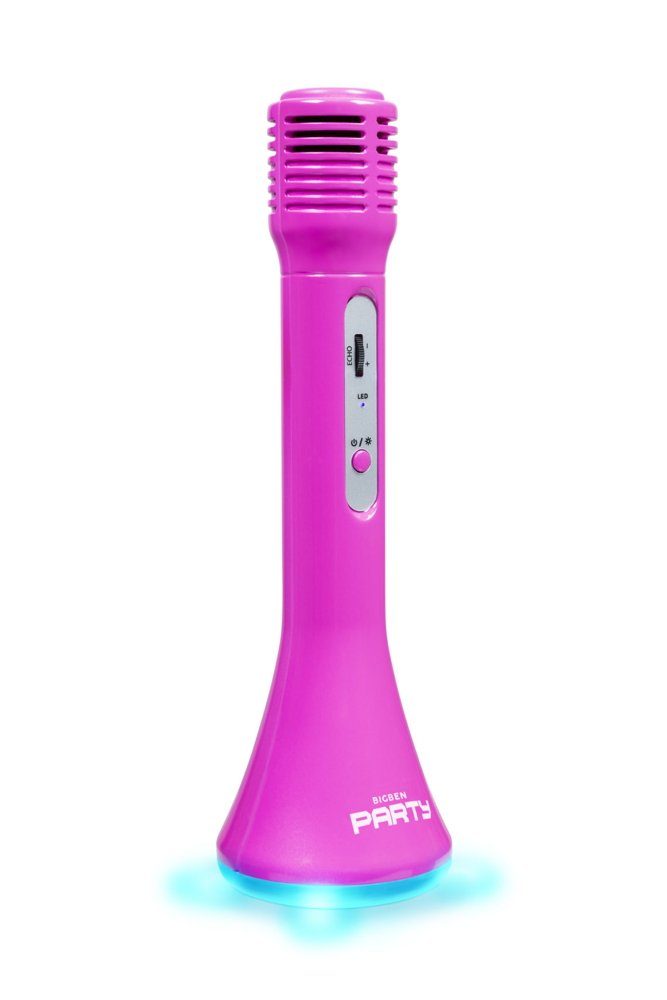 BigBen portabler Lautsprecher Party Mic Mikrofon Licht LED pink AU384017 Portable-Lautsprecher
