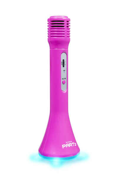 BigBen portabler Lautsprecher Party Mic Mikrofon Licht LED pink AU384017 Portable-Lautsprecher