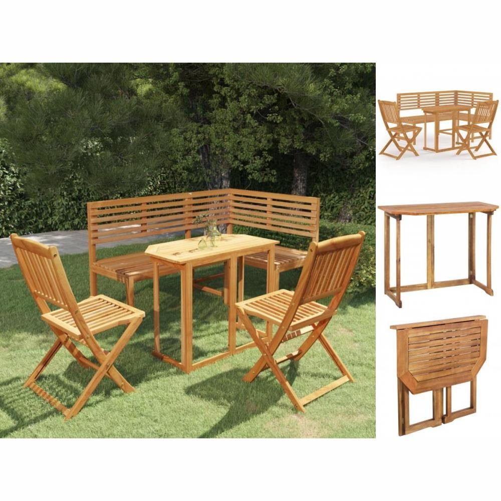 vidaXL Garten-Essgruppe 4-tlg Bistro-Set Massivholz Akazie Holz Sitzgruppe Set