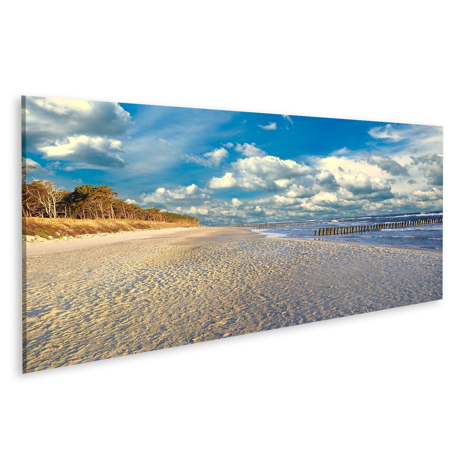 Leinwandbild Bild auf Leinwand Ostsee Strand mit Dünen und Meer Wandbild Leinwandbi