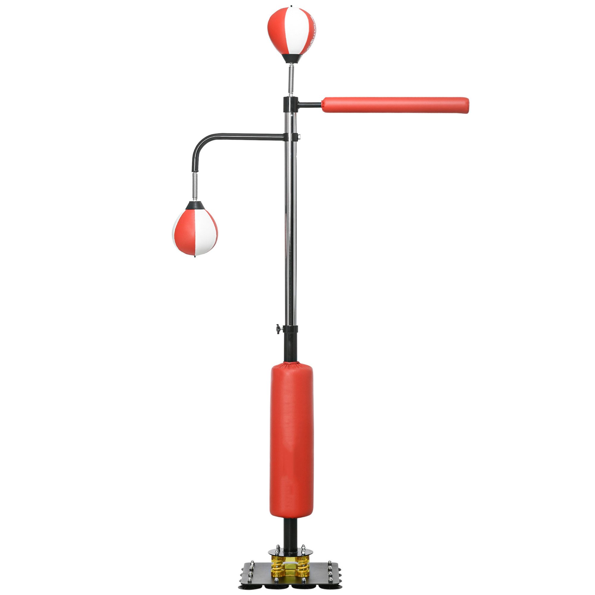 MC Star Boxsack Standbox 140-205cm freistehender höhenverstellbar (mit 2 Speedbällen Reflexstange Saugnapf-Basis für Erwachsene)
