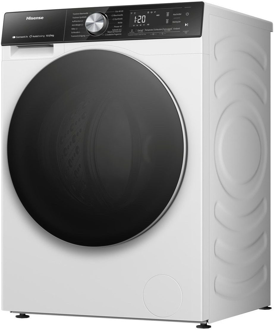 Hisense Waschtrockner 5S Serie WD5S1045BW, 10,5 kg, 6 kg, 1400 U/min, 10,5kg/ 6kg – Bild 4 von 5
