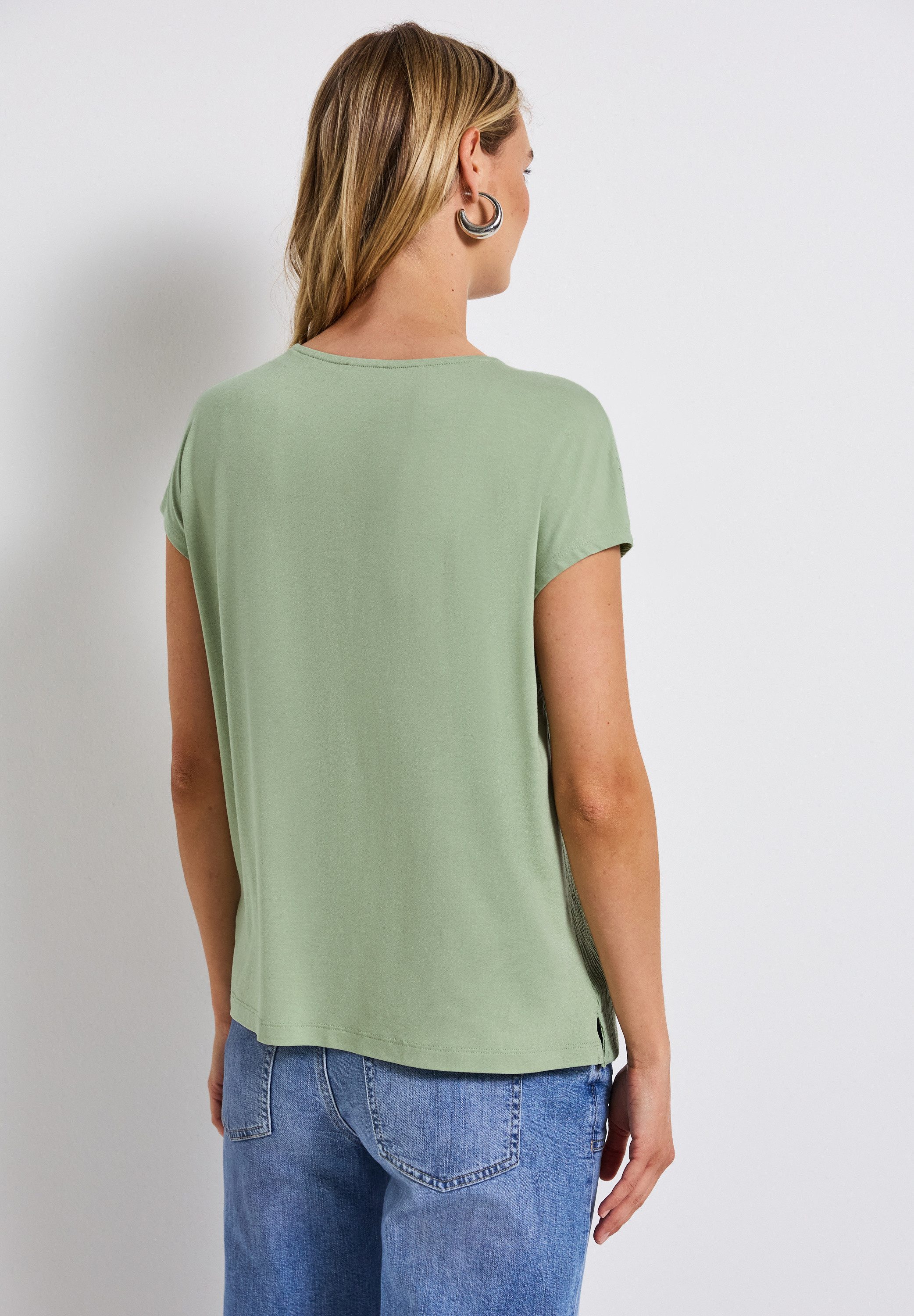 STREET ONE T-Shirt, mit dekorativen Bändchen günstig online kaufen