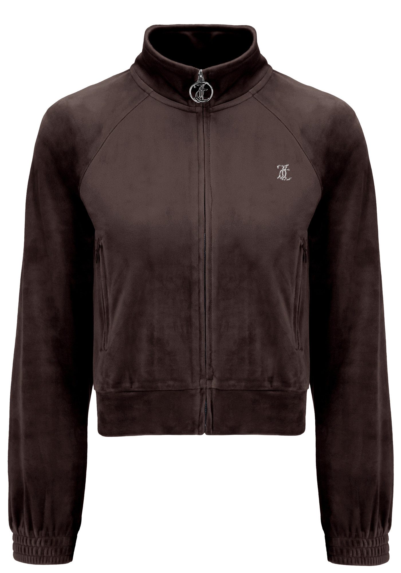 Juicy Couture Kapuzennickijacke TANYA Damen Trainingsjacke Damen, samtige Sweatjacke, Velour, mit Glitzer, Sale