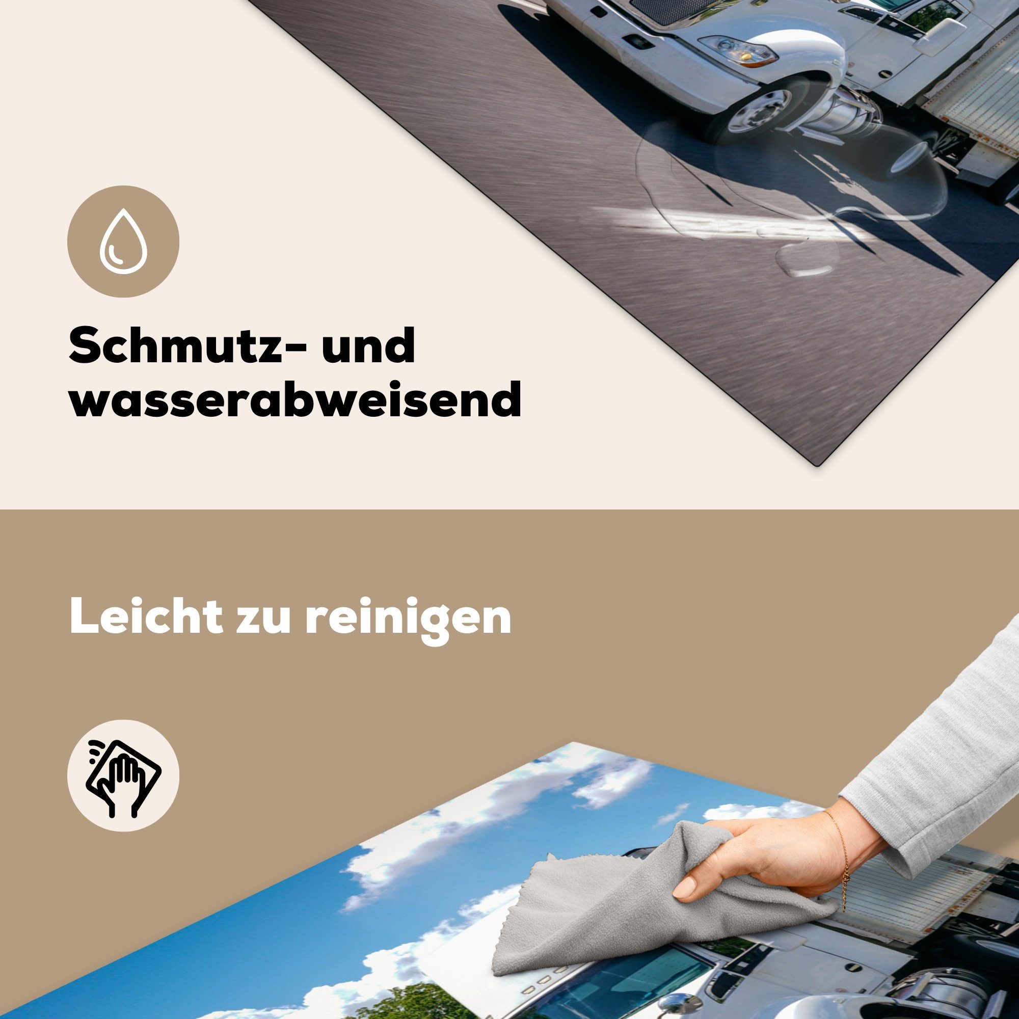 küche Lkw cm, 78x78 Vinyl, Straße - für Weiß, Arbeitsplatte tlg), MuchoWow - (1 Ceranfeldabdeckung, Herdblende-/Abdeckplatte