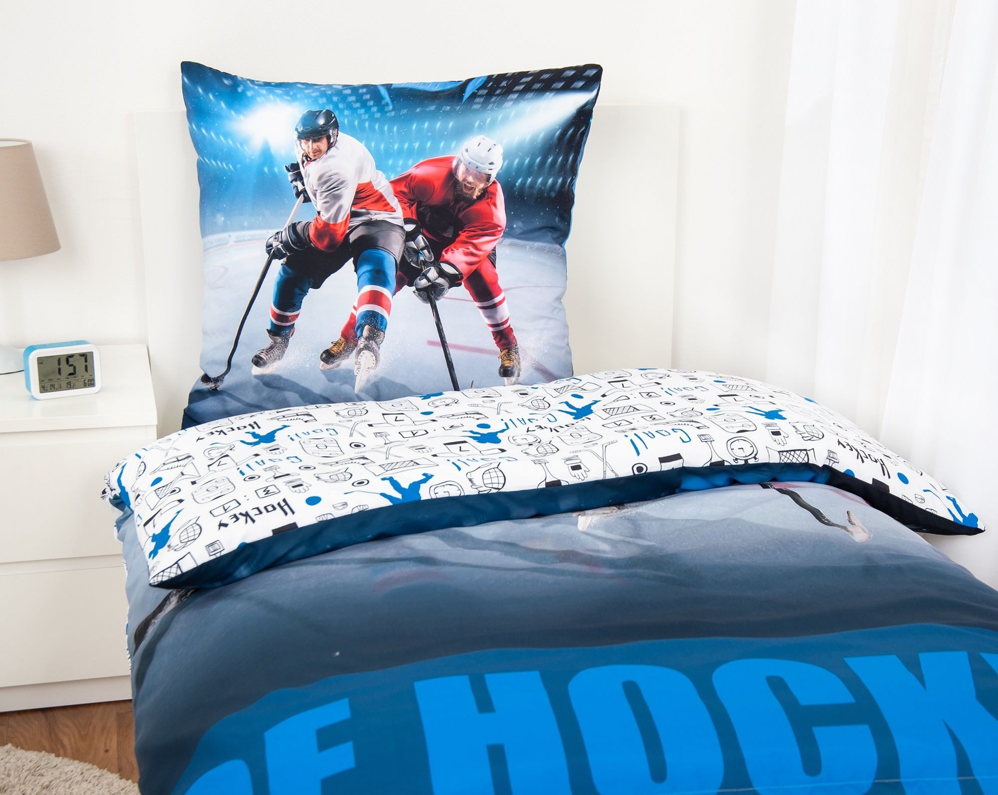 Herding Kinderbettwäsche Eishockey Bettwäsche Set 2tlg. 135x200 cm 100% Microfaser, 1 teilig, Langlebig