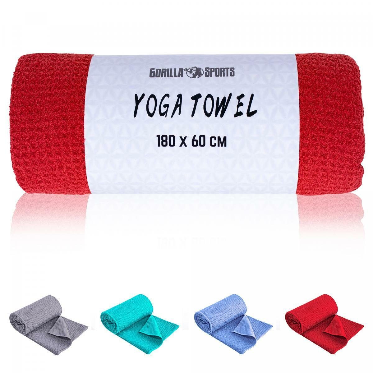 GORILLA SPORTS Sporthandtuch Yoga Schnelltrocknend Dunkelrot Handtuch Towel, 180x60cm, Saugfähig, Strandtuch