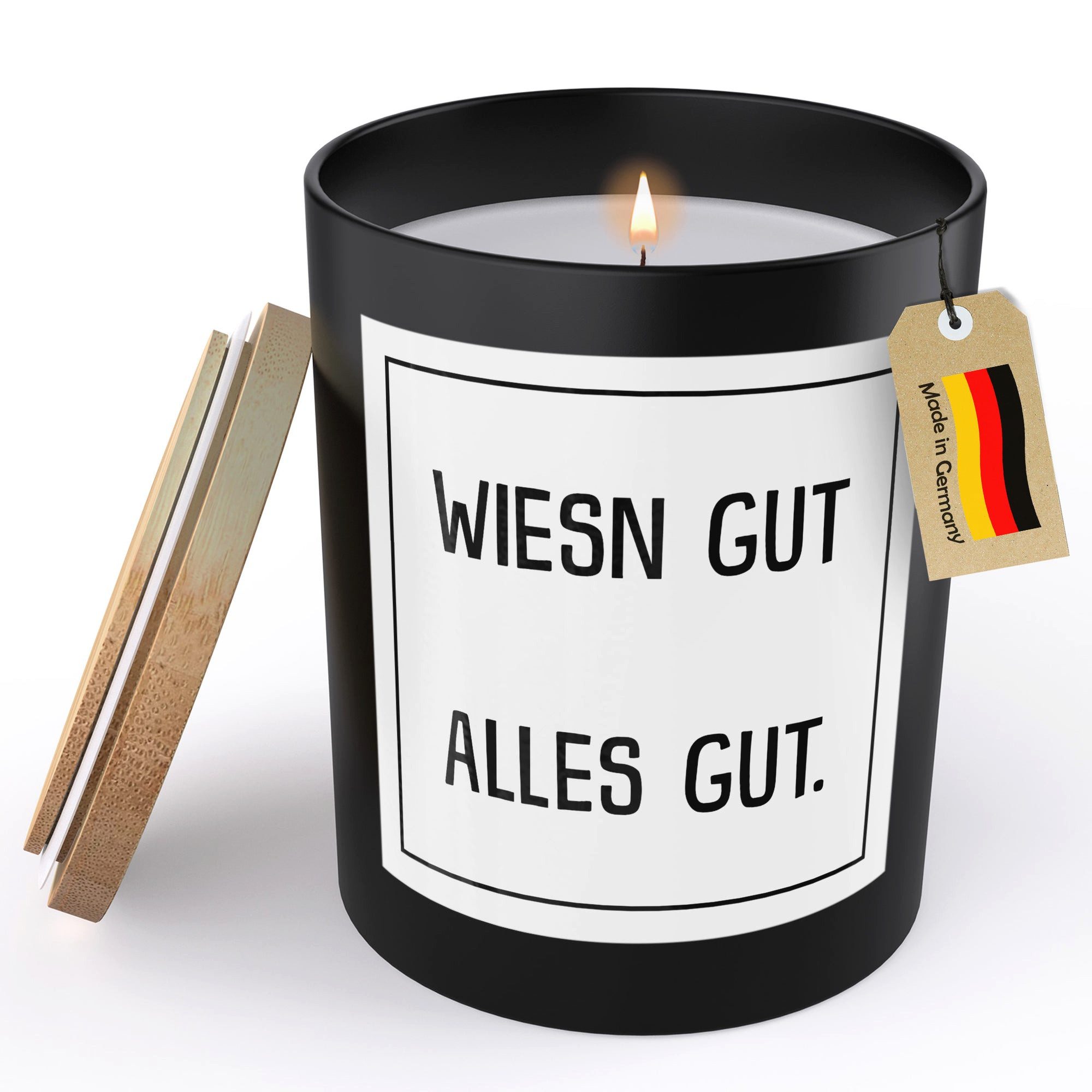 22Feels Duftkerze HANDGEMACHT Zitrus Geschenk Deko Glas, MADE IN GERMANY, Europäisches Sojawachs, Bambusdeckel und Glas, Vegan