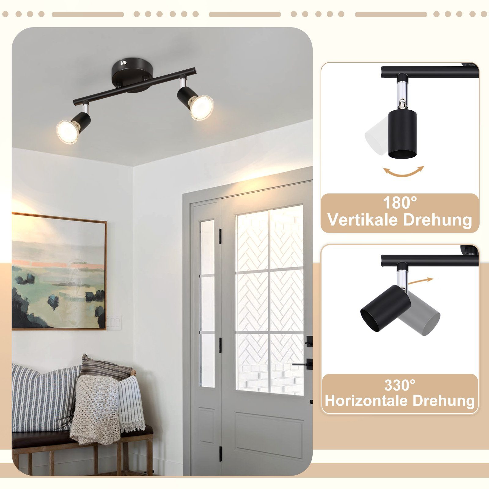 Nettlife Deckenstrahler 1/2/3/4/6 Flammig Wand Modern Deckenleuchte, Schwen günstig online kaufen