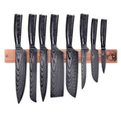 Küchenkompane Messer-Set Messerset asiatisch mit magnetischer Holzleiste - Kuro Küchenmesser (2-tlg)