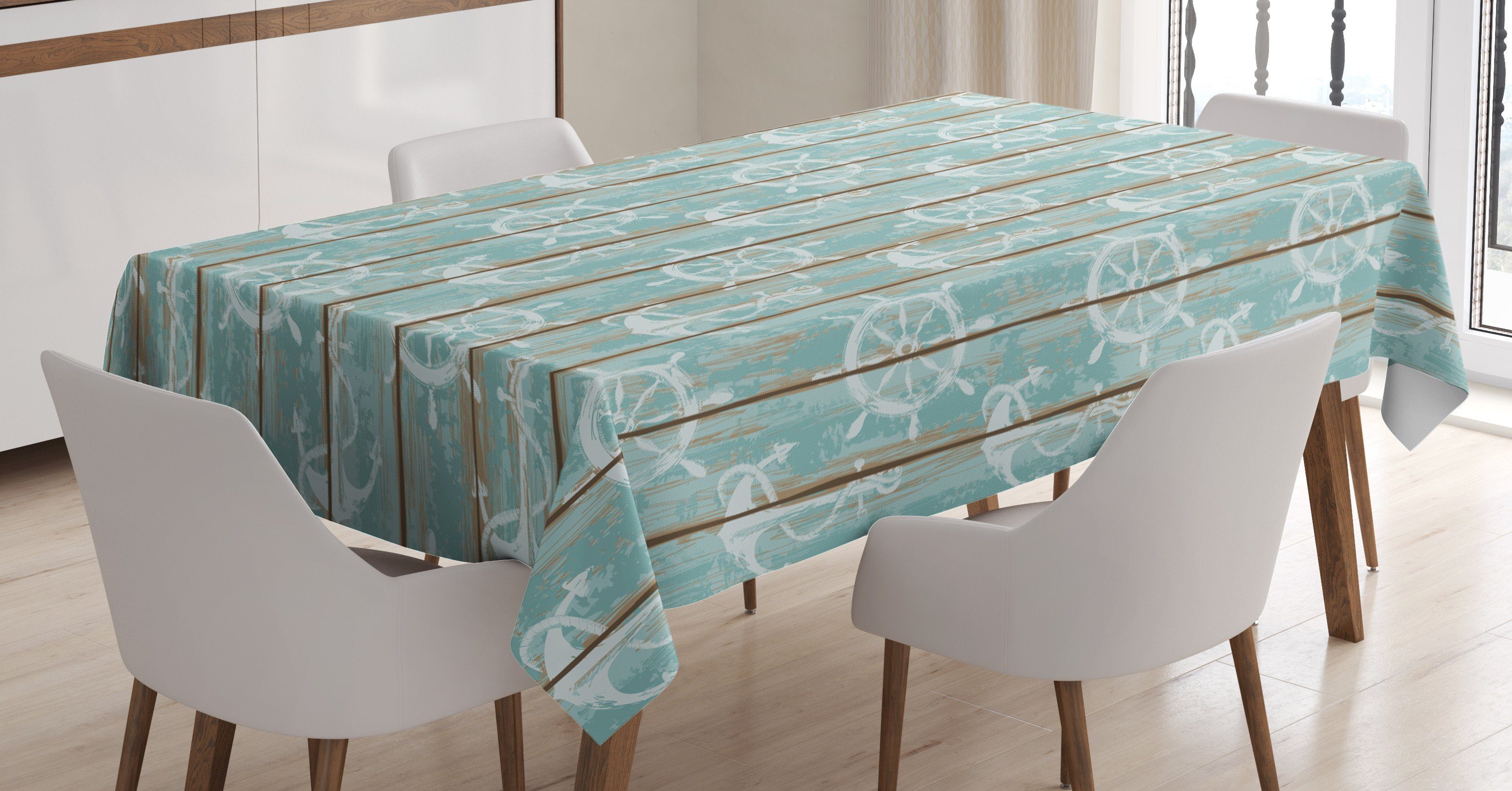 Marine-Elemente Klare Außen Waschbar Für Farbfest Holz Farben, geeignet Nautisch Tischdecke den Bereich Abakuhaus