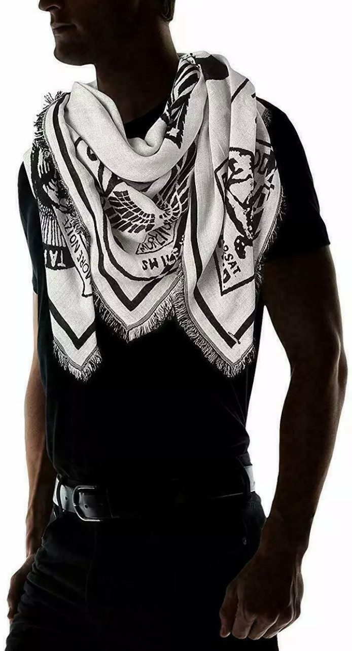 Diesel Schal XXL Halstuch Tuch Stole mit Multi Logo, Ikonischer Vintage-Patchprint mit Club Logo-Motiven