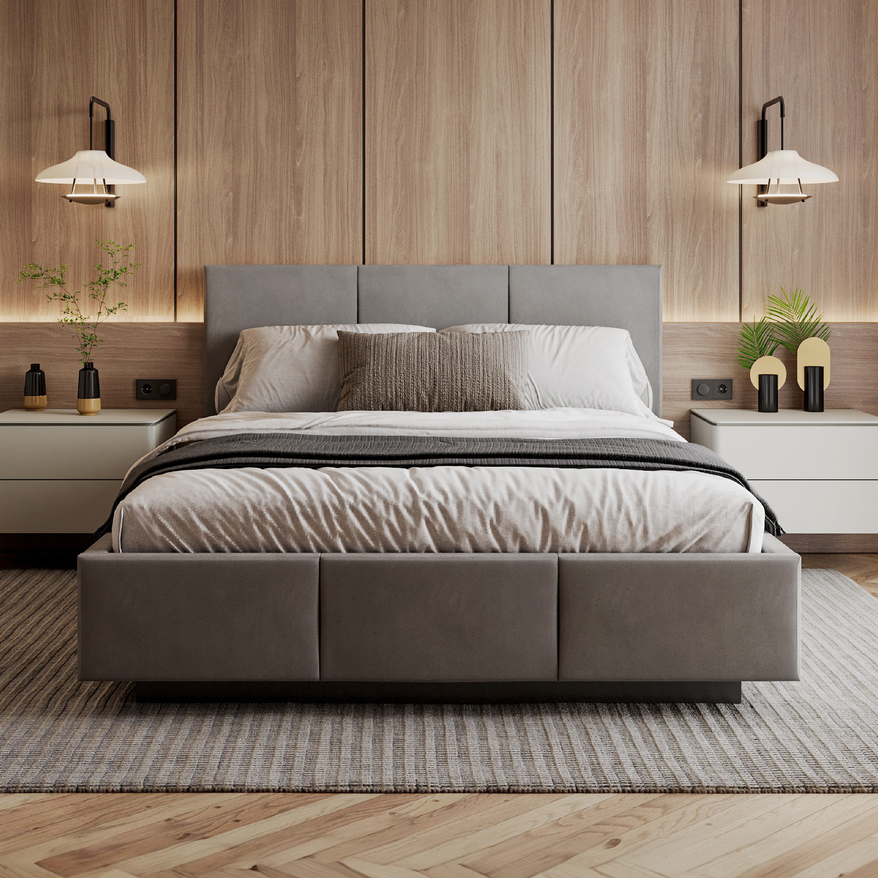 FDM Polsterbett ALMADA modern mit Bettkasten MADE IN EU - mit Trinity Velou günstig online kaufen