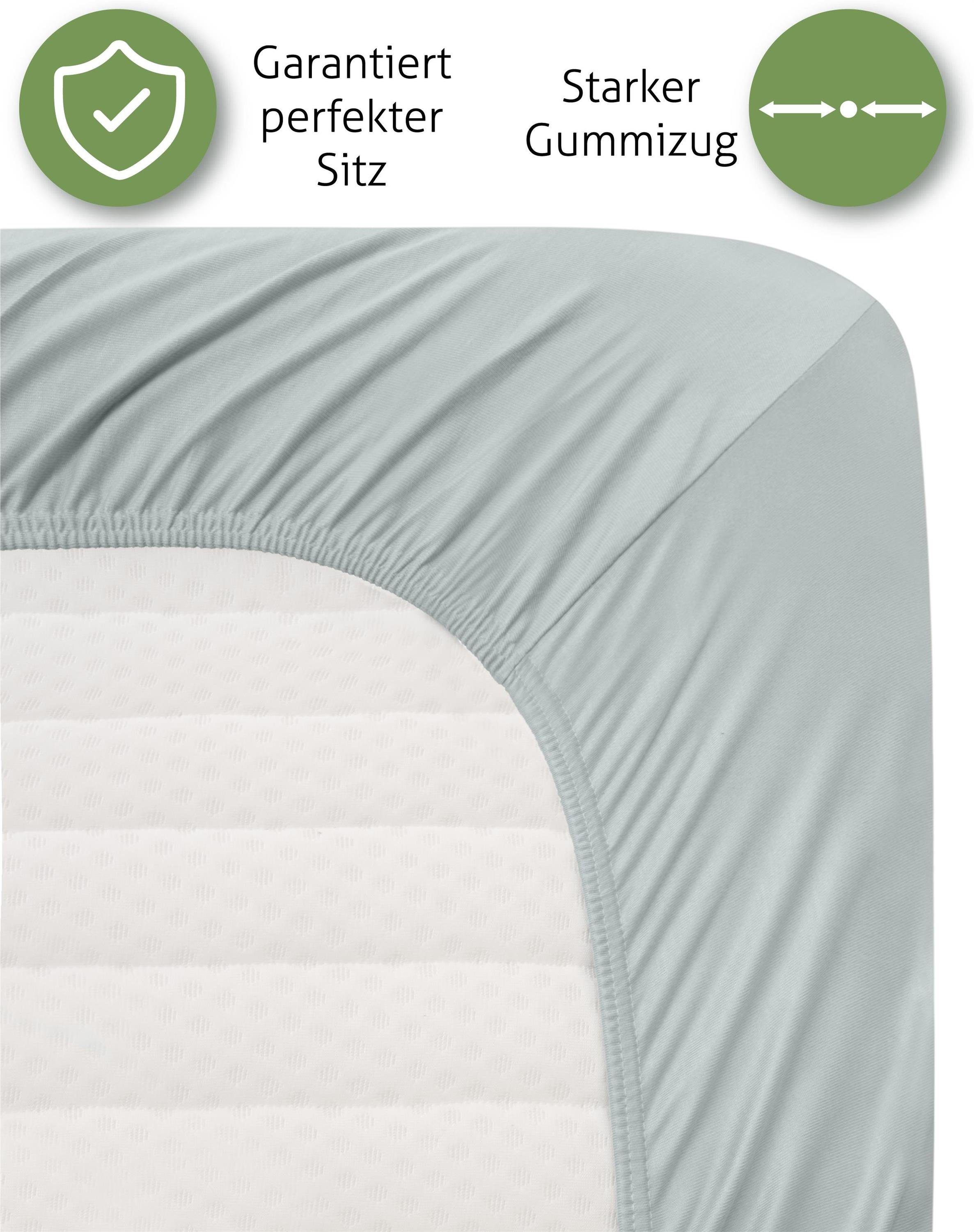 Aspero Spannbettlaken Spannbetttuch, Interlock, Gummizug: rundum, Kühlendes Bettlaken aus 100 % weicher Bambusfaser und 35 cm Steghöhe