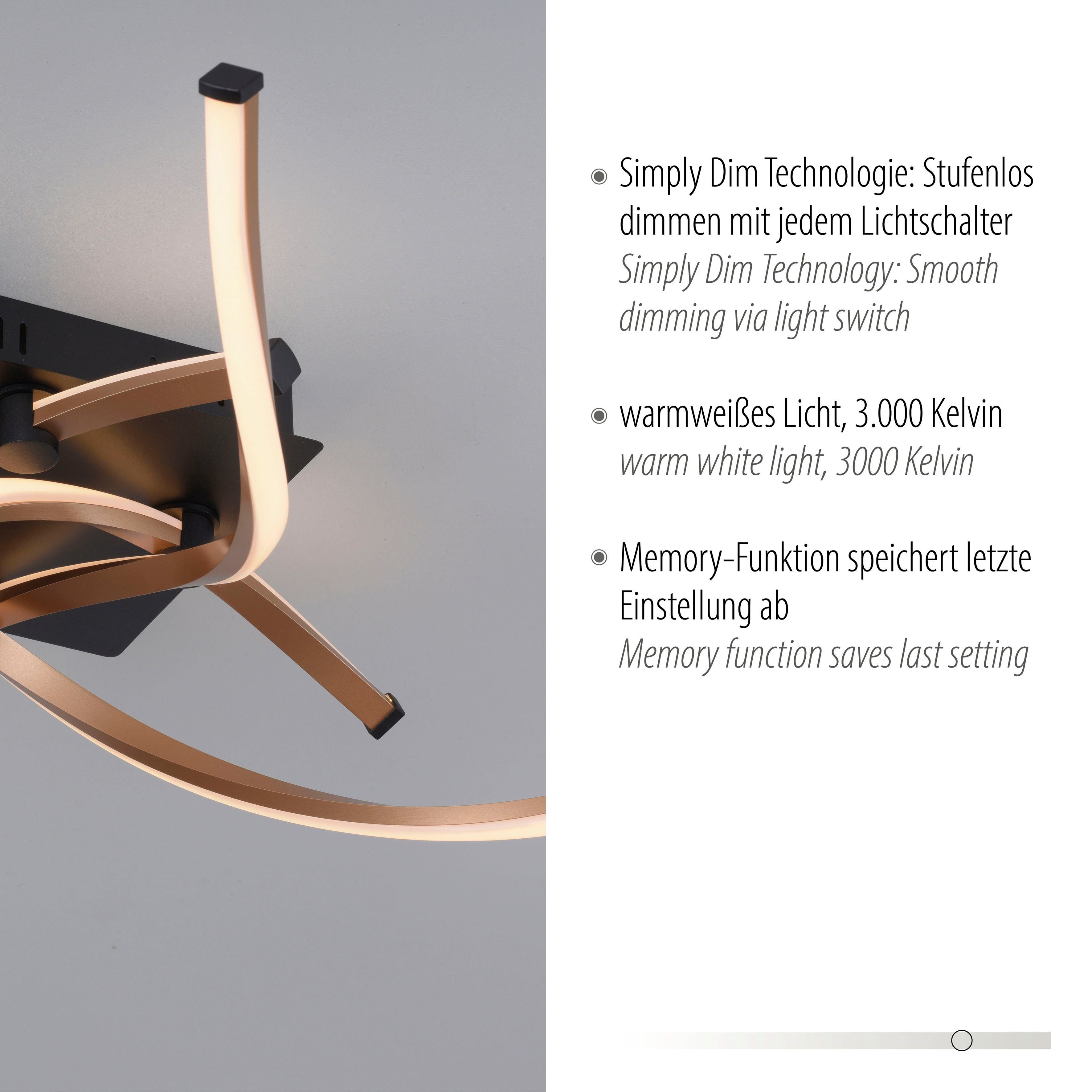 Paul Neuhaus LED, Simply fest POLINA, LED Warmweiß, integriert, Deckenleuchte Dim