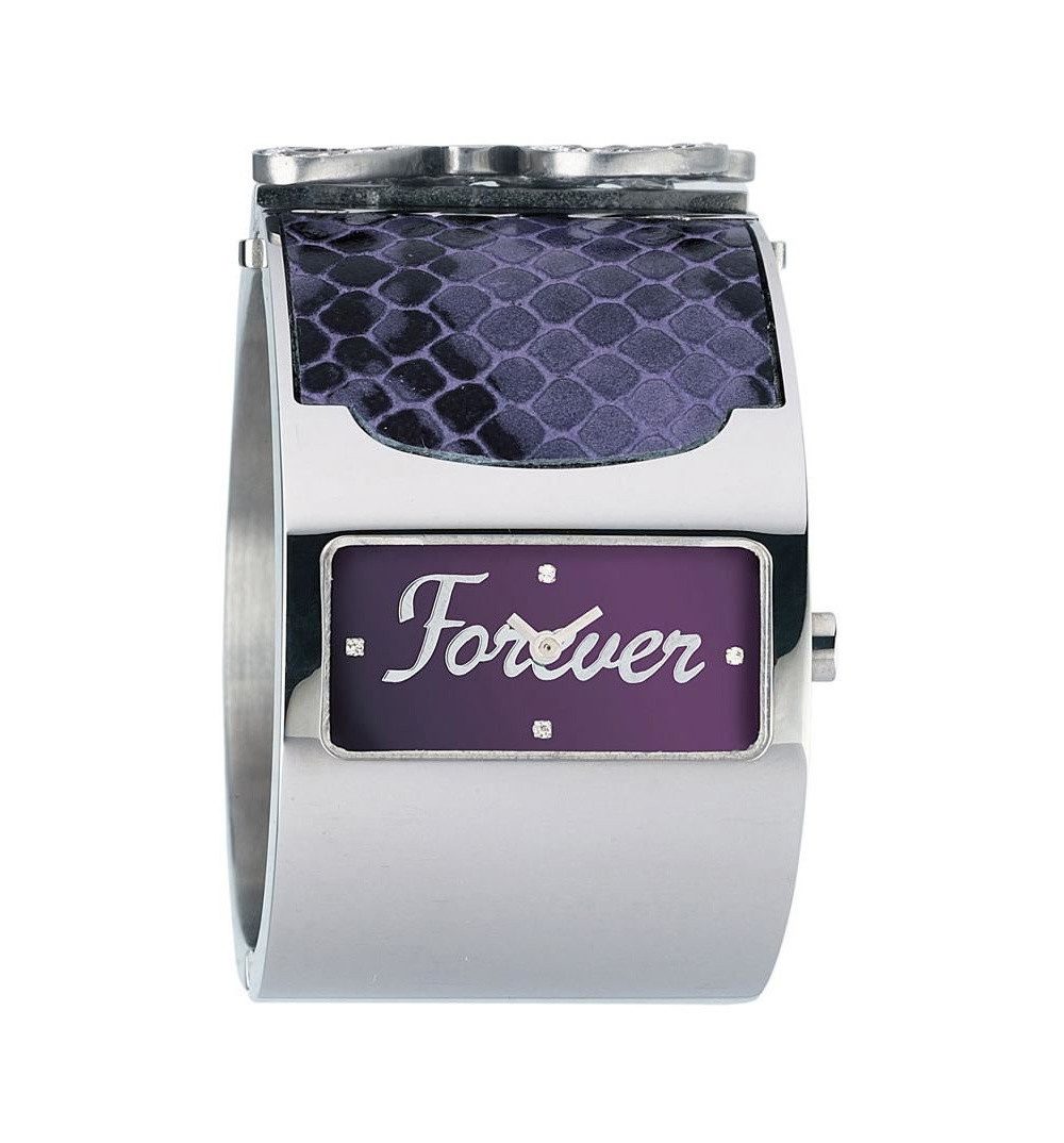 D&G Quarzuhr Damenuhr Spangenuhr Quarzuhr Edelstahl Silber Violett DW0136, Zirkonia, flach, 2-Zeigeruhr