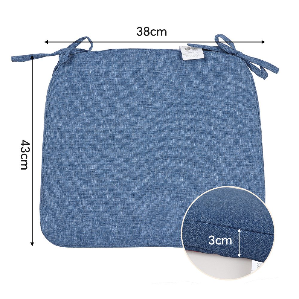SLaaviinoo Stuhlkissen 4er Set Quadrat Sitzkissen 43x 38 x 3 cm, mit Bindebänder, robuste Kissen für Indoor und Outdoor