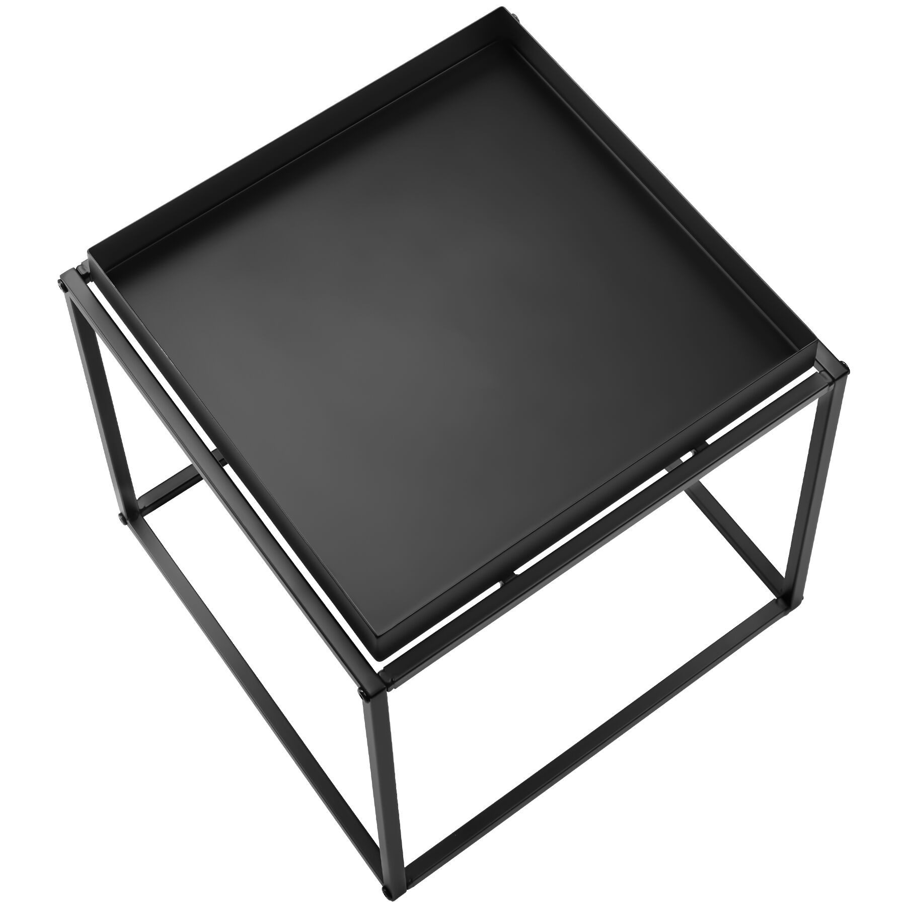 tectake Beistelltisch Ablagetisch, 40 x 40 x 44 cm, mit bodenschonenden Anti-Rutsch-Pads (Sofatisch Cambridge, 1-St., in schwarz), Stahl, ausgestattet mit Ablage in Tablettform, lässt sich stapeln