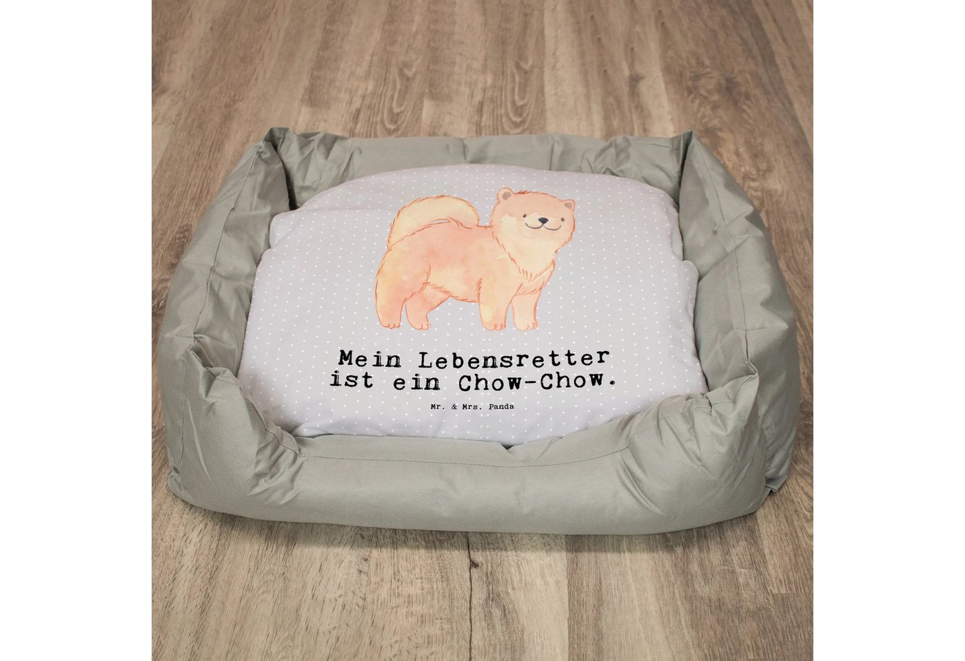 Thumbnail - Mr. & Mrs. Panda Tierbett Chow-Chow Lebensretter - Grau Pastell - Geschenk, Hundeschlafplatz, H, Modernes Design