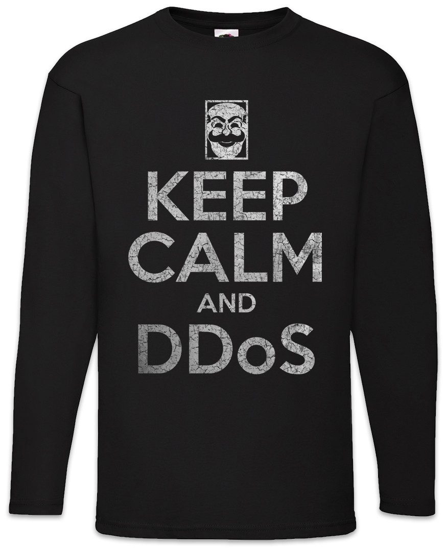 Langarmshirt Keep Calm And Ddos Langarm T-Shirt IT Informatik Informatiker PC