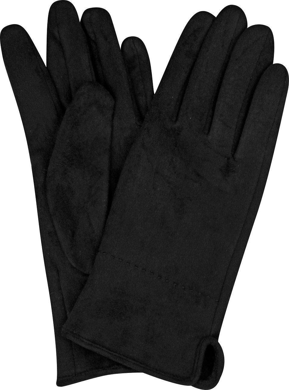 New Handschuhe schwarz Capelli Strickhandschuhe York Wildlederoptik