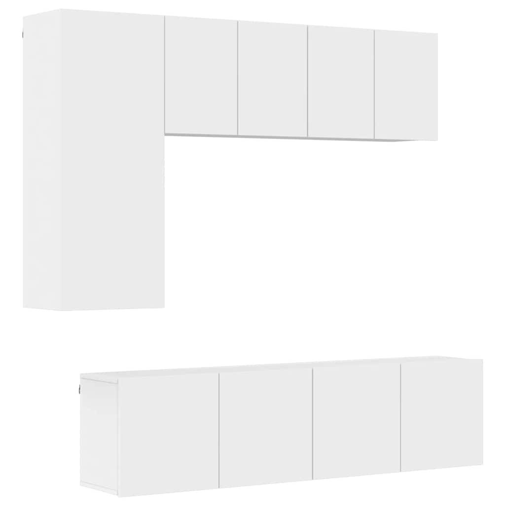 vidaXL TV-Wand 5-tlg. Wohnwand Weiß Holzwerkstoff, (1-St)