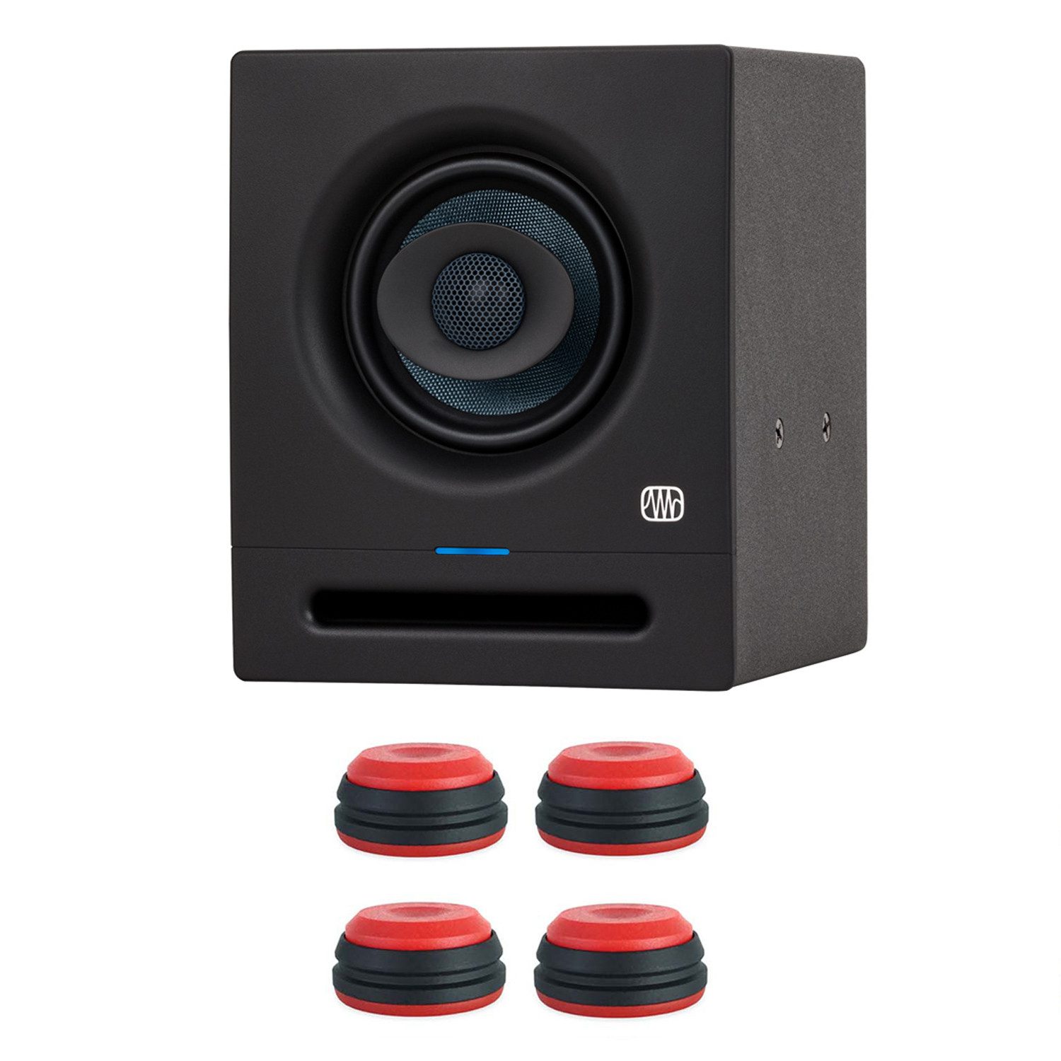 Presonus Studio-Monitor Eris Pro 4 mit Boxenfüße Rot Lautsprecher
