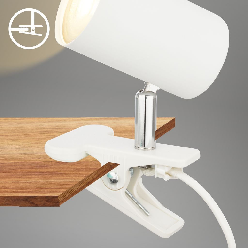 Briloner Leuchten Tischleuchte 2766016, ohne Leuchtmittel, 2700K - Extra-Warmweiß, Leselampe 16,5x6,5x12cm Weiß GU10 max. 9W Bettlampe Schreibtisch Büro