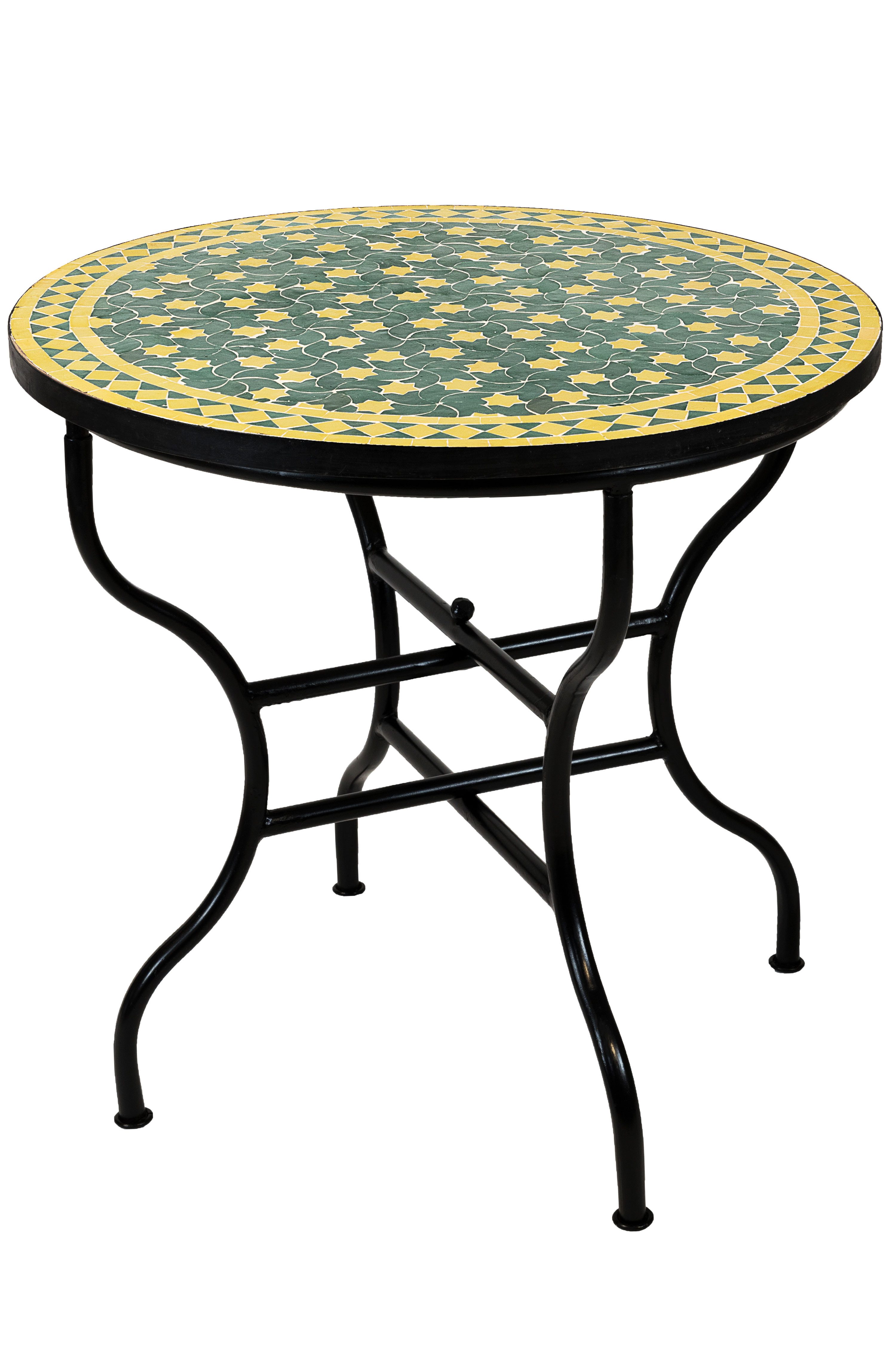 Marrakesch Orient & Mediterran Interior Gartentisch Marokkanischer Mosaiktisch Estrella 80cm, Handarbeit, Handarbeit