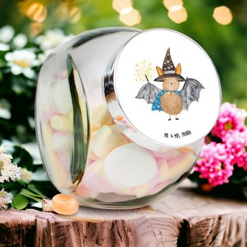 Mr. & Mrs. Panda Vorratsglas XL 2000ml Fledermaus Zauberer - Weiß - Geschenk, Tiermotive, lustige, Premium Glas, (1-tlg), Stilvoll & Praktisch