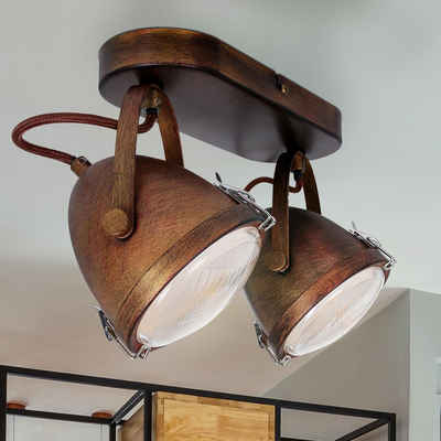 etc-shop LED Deckenspot, LED Vintage Decken Lampe Spot Strahler Ess Wohn Zimmer Beleuchtung Leuchte schwenkbar braun