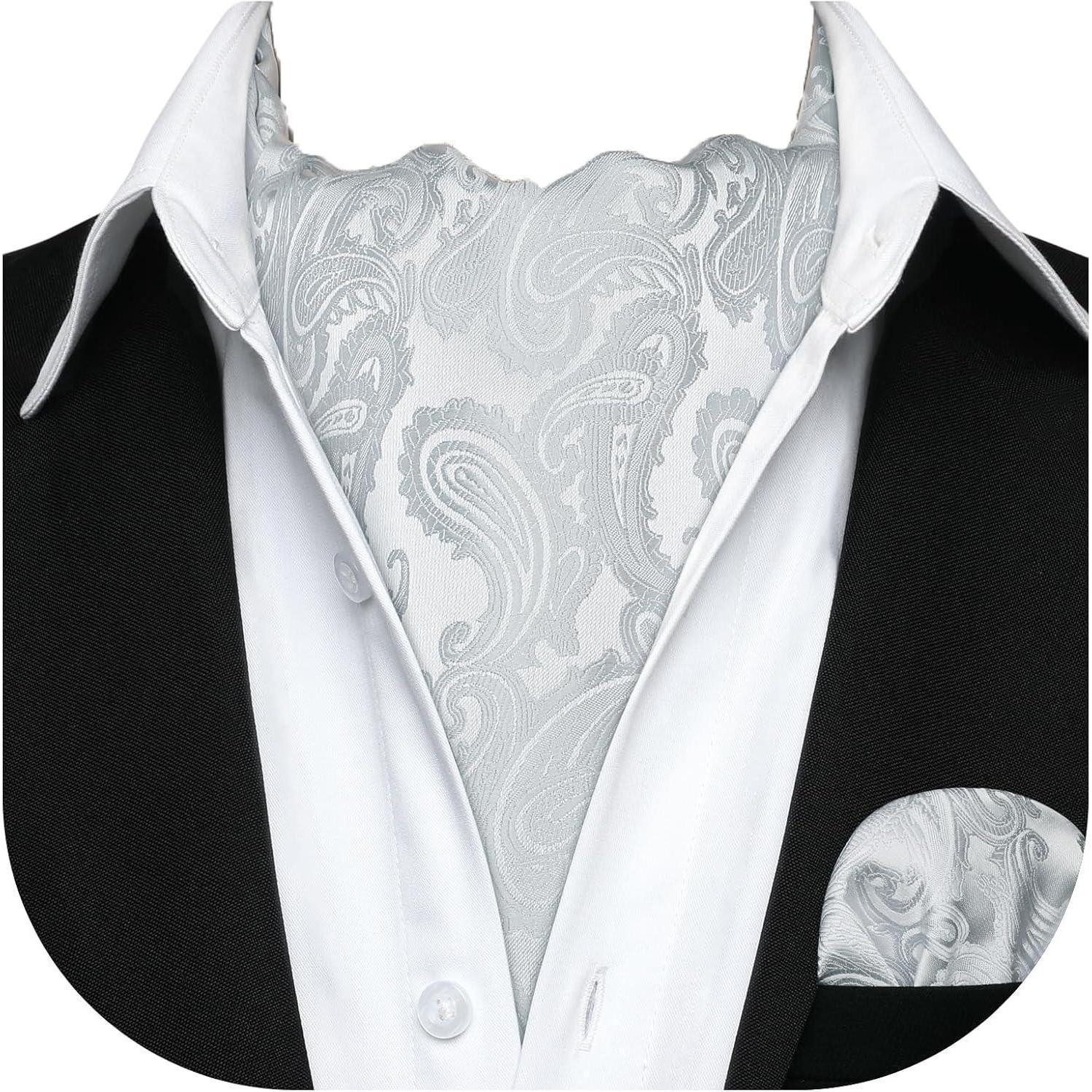 LuxusKollektion Krawatte Krawattenschal Herren Hochzeit Halstuch Gray Paisley Einheitsgröße