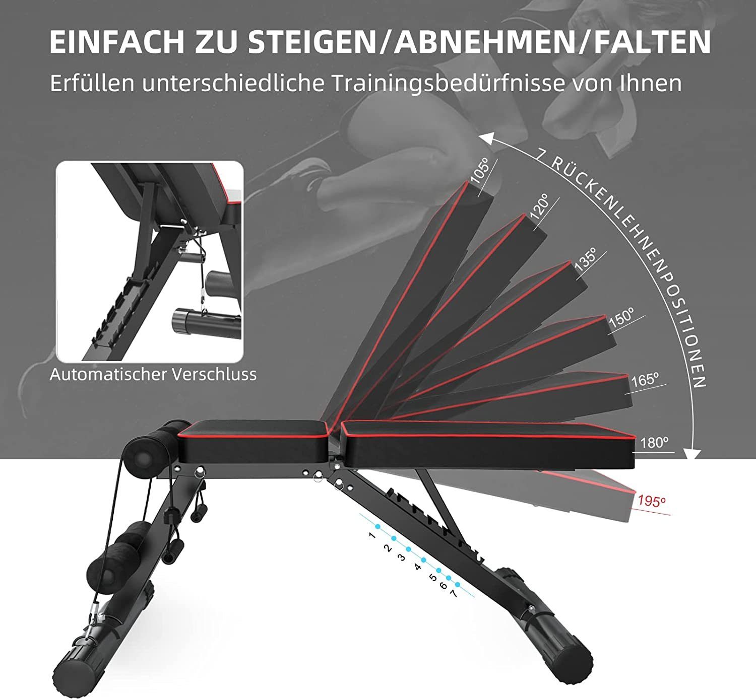 Dripex Hantelbank Klappbare Hantelbank Training Fitness Bank Bauchtrainer bis 250kg