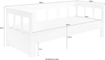 Vipack Bett Vipack Pino, Kojenbett mit Sprossen, LF 90x200 cm zum ausziehen auf 180x200 cm